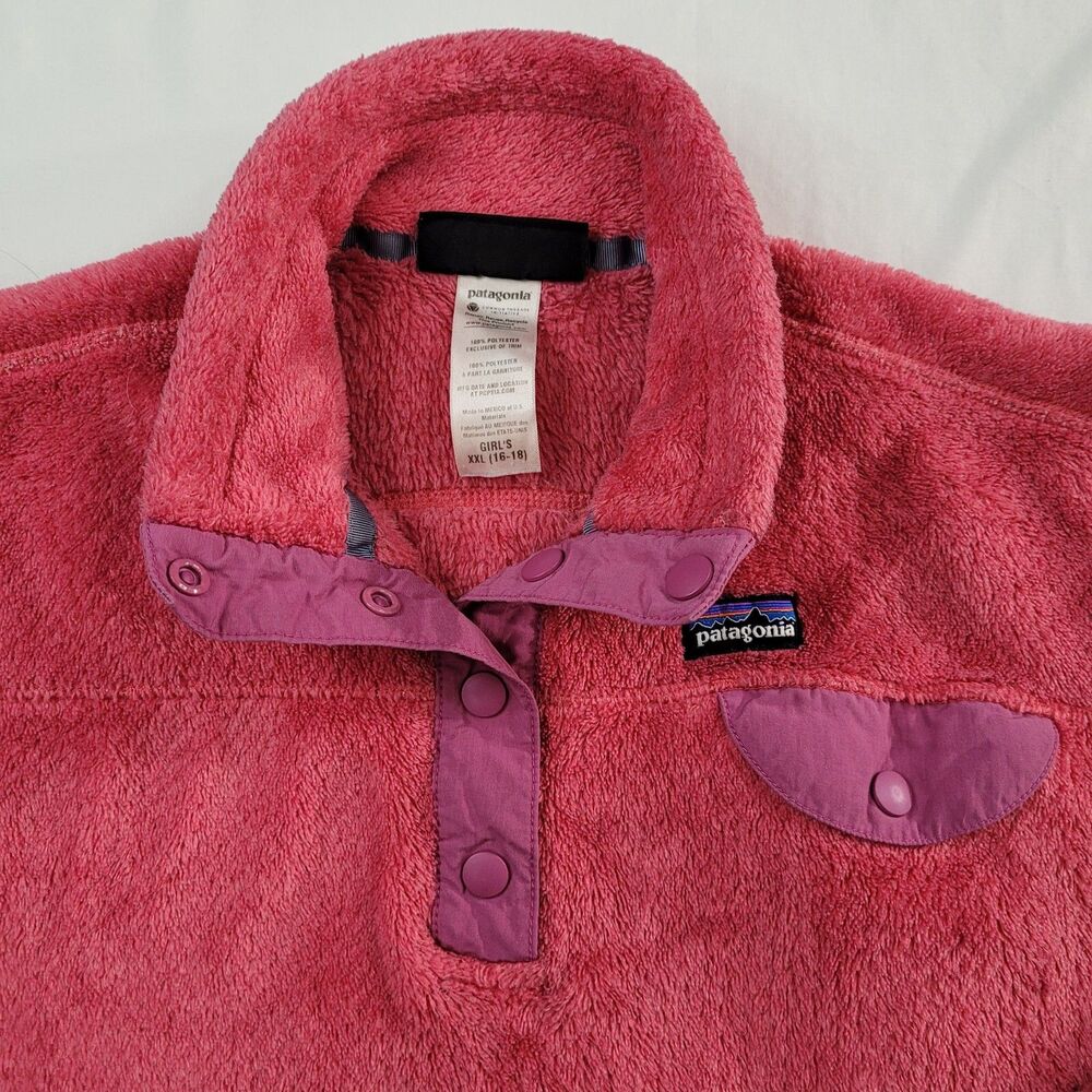 Patagonia Pullover Girls 2XL 16-18 Cosmic Pink Re-Tool Snap-T XXL Fleece 65585